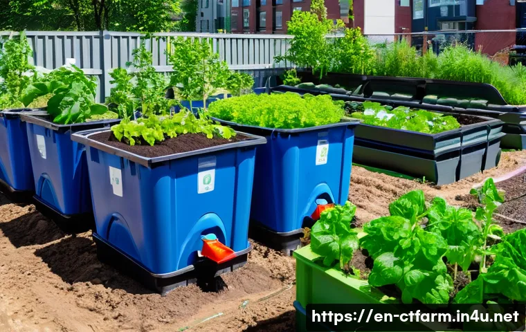 도시농업관리사 필수 과목 정리 - A vibrant urban community garden scene in a sunny city neighborhood, featuring raised garden beds fi...