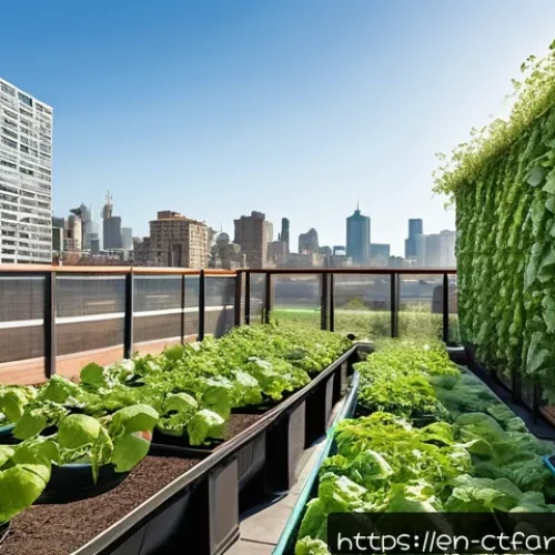 도시농업관리사 자격증 합격률 분석 - A vibrant urban rooftop garden scene during daylight, showcasing vertical gardening with trellises c...