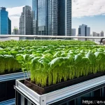 도시농업관리사 필기시험 공부법 - A vibrant urban rooftop garden scene in a bustling cityscape during daytime, featuring diverse verti...