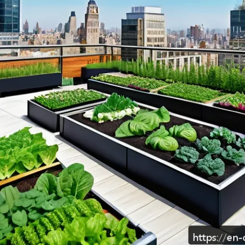 도시농업관리사 창업 아이디어 - A vibrant rooftop garden atop a modern urban building, featuring modular lightweight planters filled...