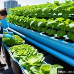 도시농업관리사 이직 인터뷰 준비법 - A vibrant urban vertical farm scene on a rooftop garden in a modern city, showing diverse crops grow...