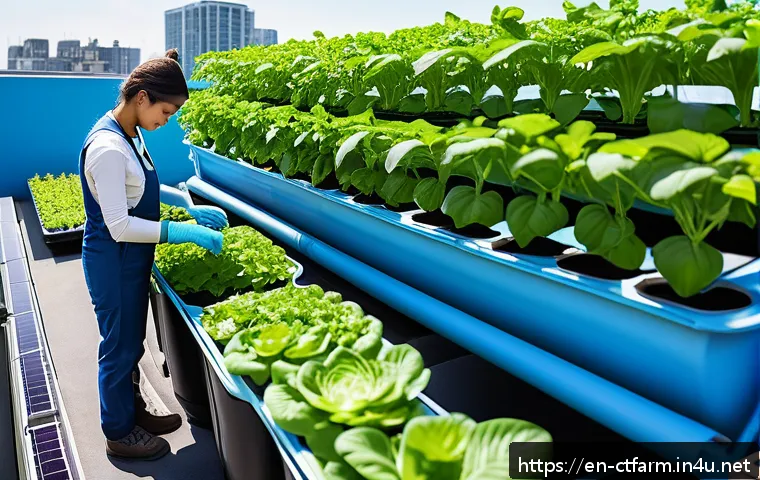 도시농업관리사 이직 인터뷰 준비법 - A vibrant urban vertical farm scene on a rooftop garden in a modern city, showing diverse crops grow...