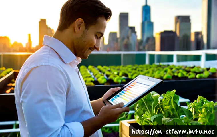 도시농업관리사 직무 만족도 설문 결과 - Photorealistic urban agriculture program coordinator in a clean community rooftop garden, confidentl...